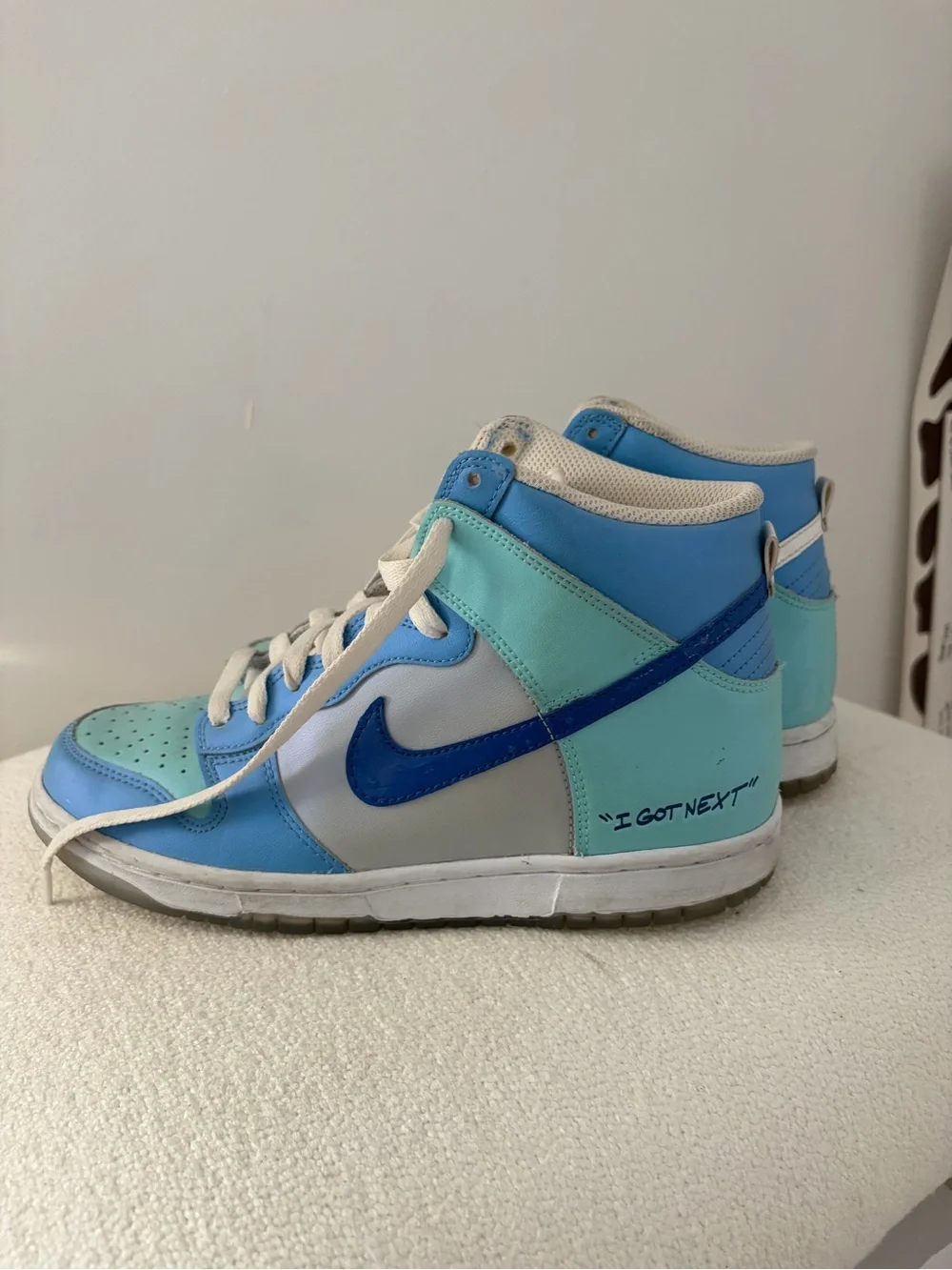 Nike Kids High-Top Sneakers in Aqua, Light Blue & Navy